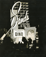 Photograph of the marquee at the Sands Hotel announcing Dean Martin's closing show, 1960s