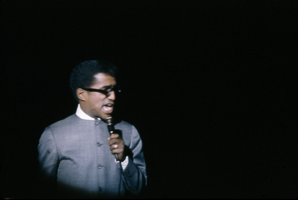 Slide transparency of Sammy Davis, Jr. singing at the Sands Hotel, Las Vegas, February 1963