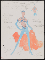 Dressed and nude female dancers: costume design drawings, 1983