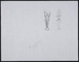 Pedestals for ballroom: sketches and photographs