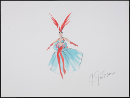 #2 lead showgirl: original preliminary sketch, costume, photocopy