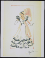 New York 1936 costume design drawing: color photocopy