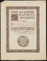 Soldan High School (St. Louis, MO) award certificates for Arden Peterson