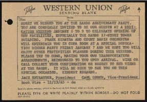 Dedication Weekend at the Sands Hotel: photographs and promotional records