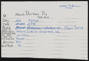 Helene Curtis Industries, Inc. meeting at the Sands Hotel: correspondence and records
