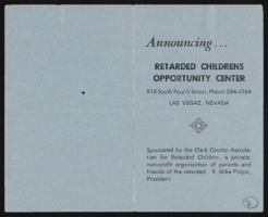 Clark County Association for Retarded Children: brochure, fact sheets, and newsletters