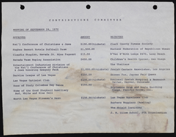 Sands Hotel Contributions Committee records