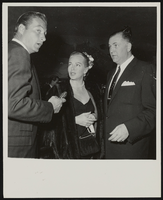 Lana Turner, Jack Entratter, and unidentified man: black-and-white photograph