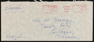 Al Freeman, Sands Hotel Advertising and Promotion Director: incoming correspondence