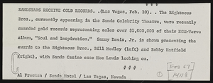 The Righteous Brothers receiving gold records: photographs