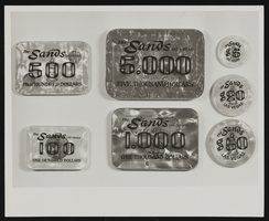 Casino chips and credit card slips at the Sands Hotel: photograph