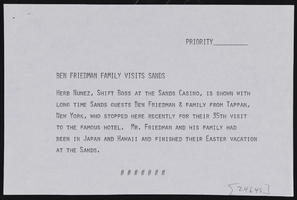 Sands Hotel Shift Boss Herb Nunez: photograph