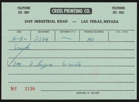 Sands Hotel Bridge Tournament: expense records