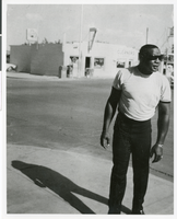 Photograph of Sonny Liston outside the Cove Hotel