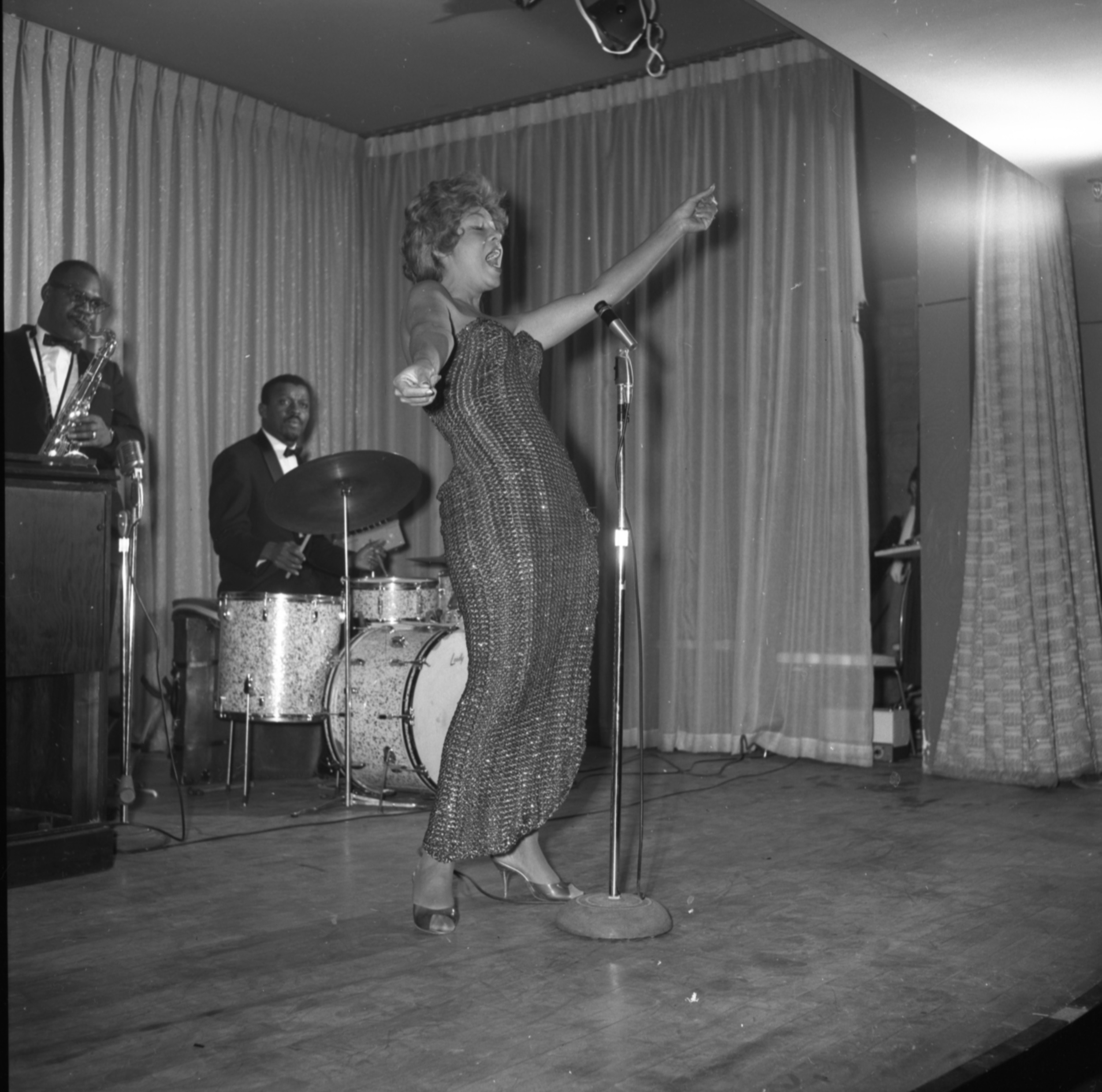 Film negative of a Carver House talent show, January 24, 1962