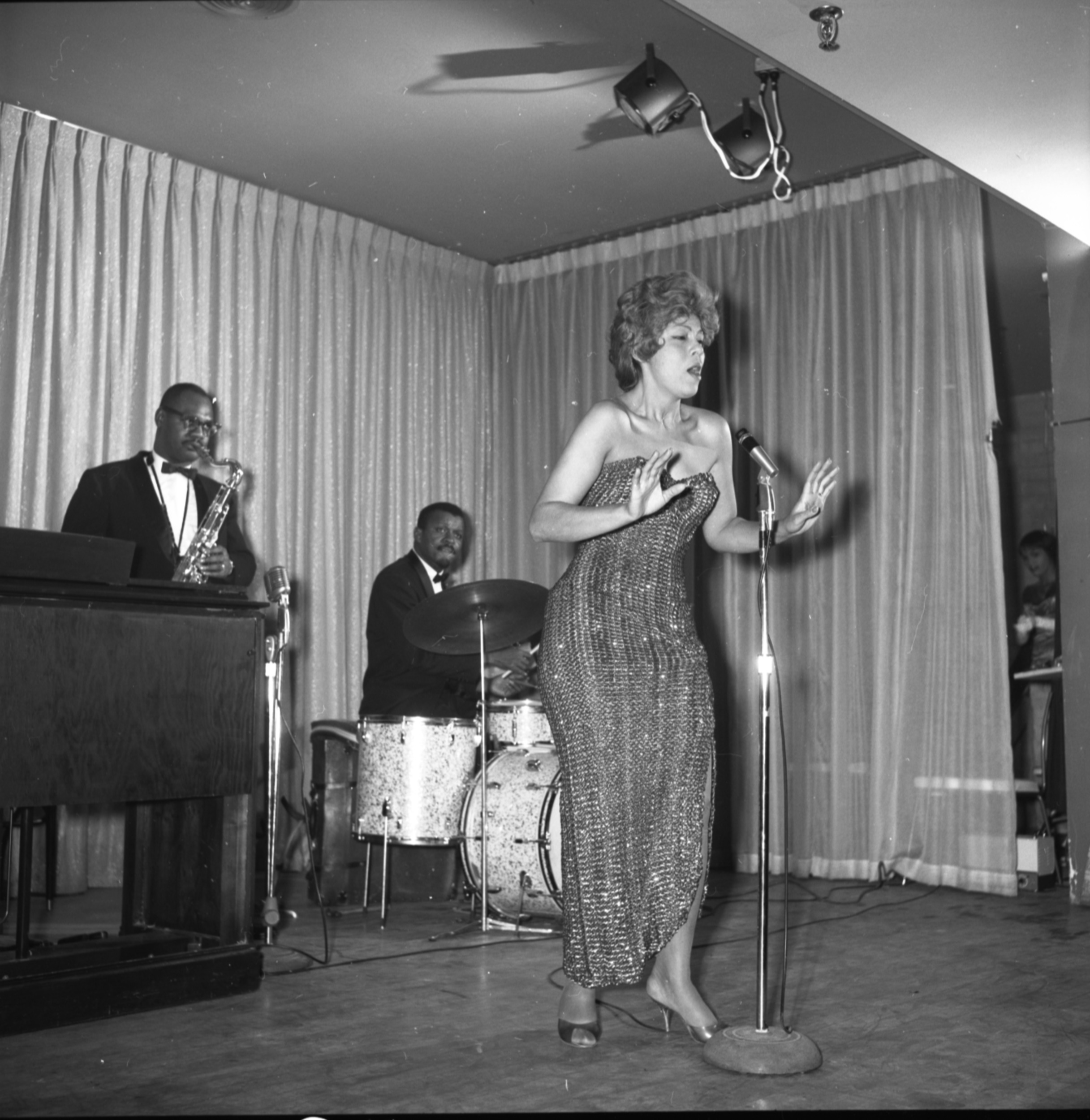 Film negative of a Carver House talent show, January 24, 1962