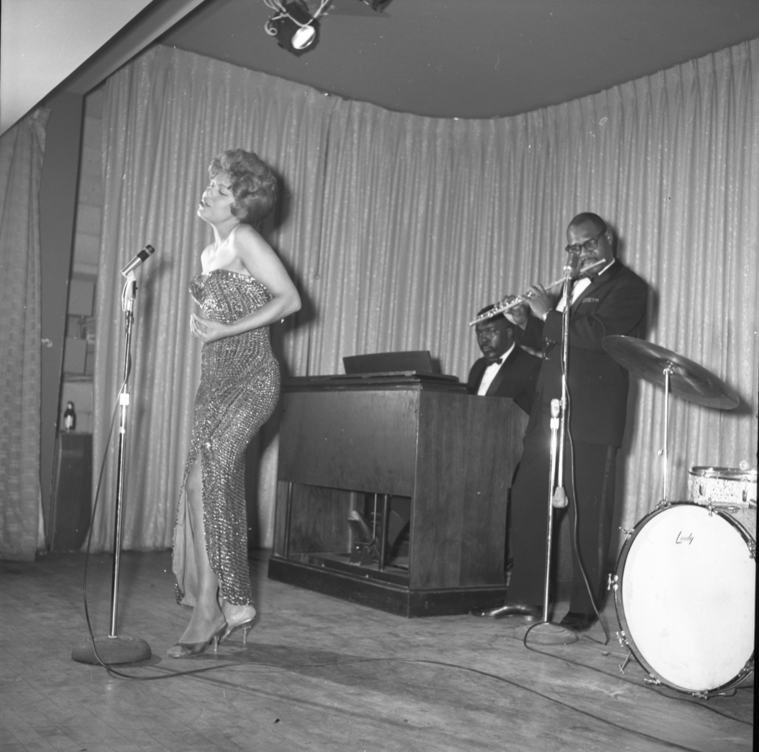 Film negative of a Carver House talent show, January 24, 1962