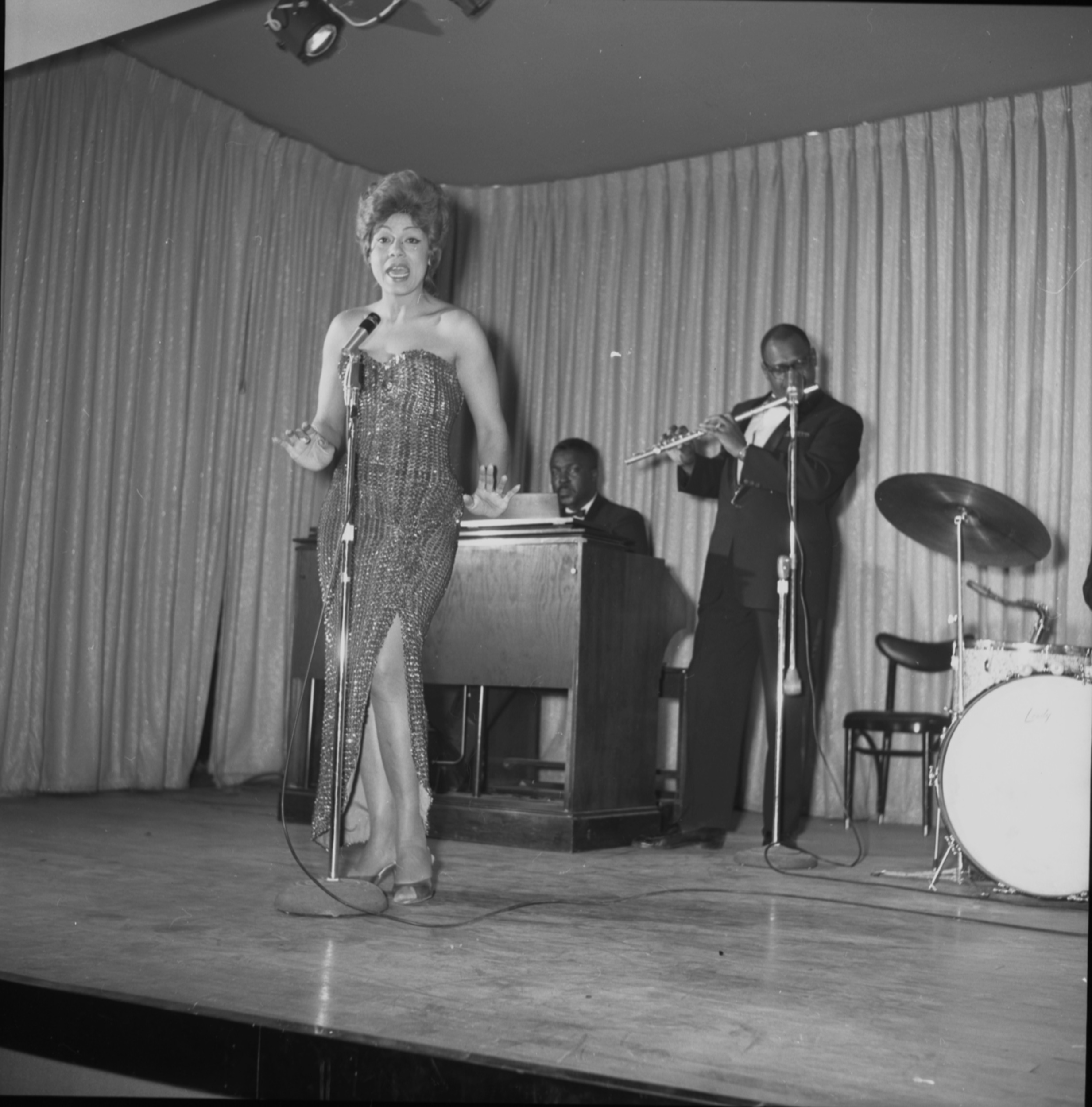 Film negative of a Carver House talent show, January 24, 1962