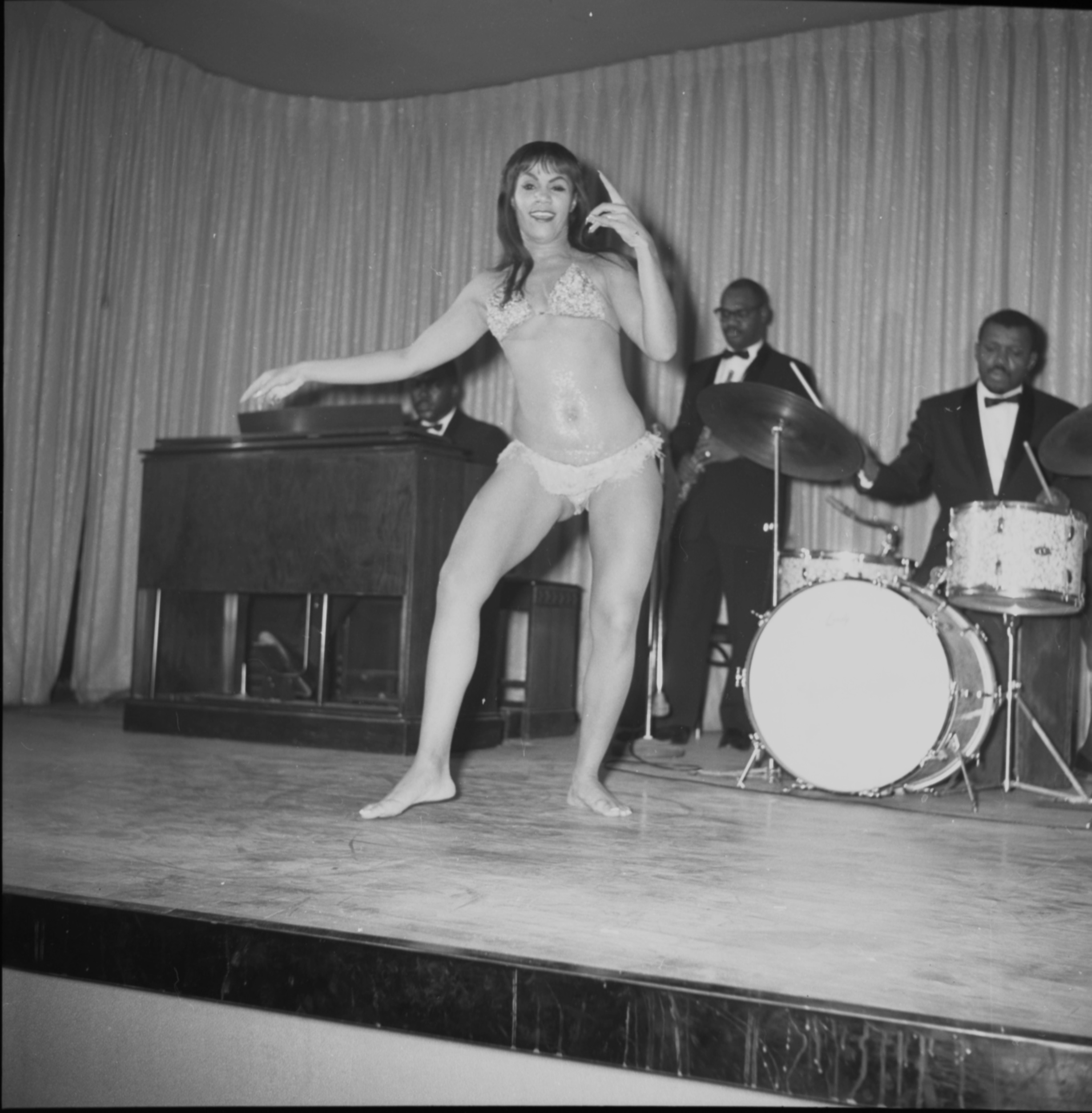 Film negative of a Carver House talent show, January 24, 1962