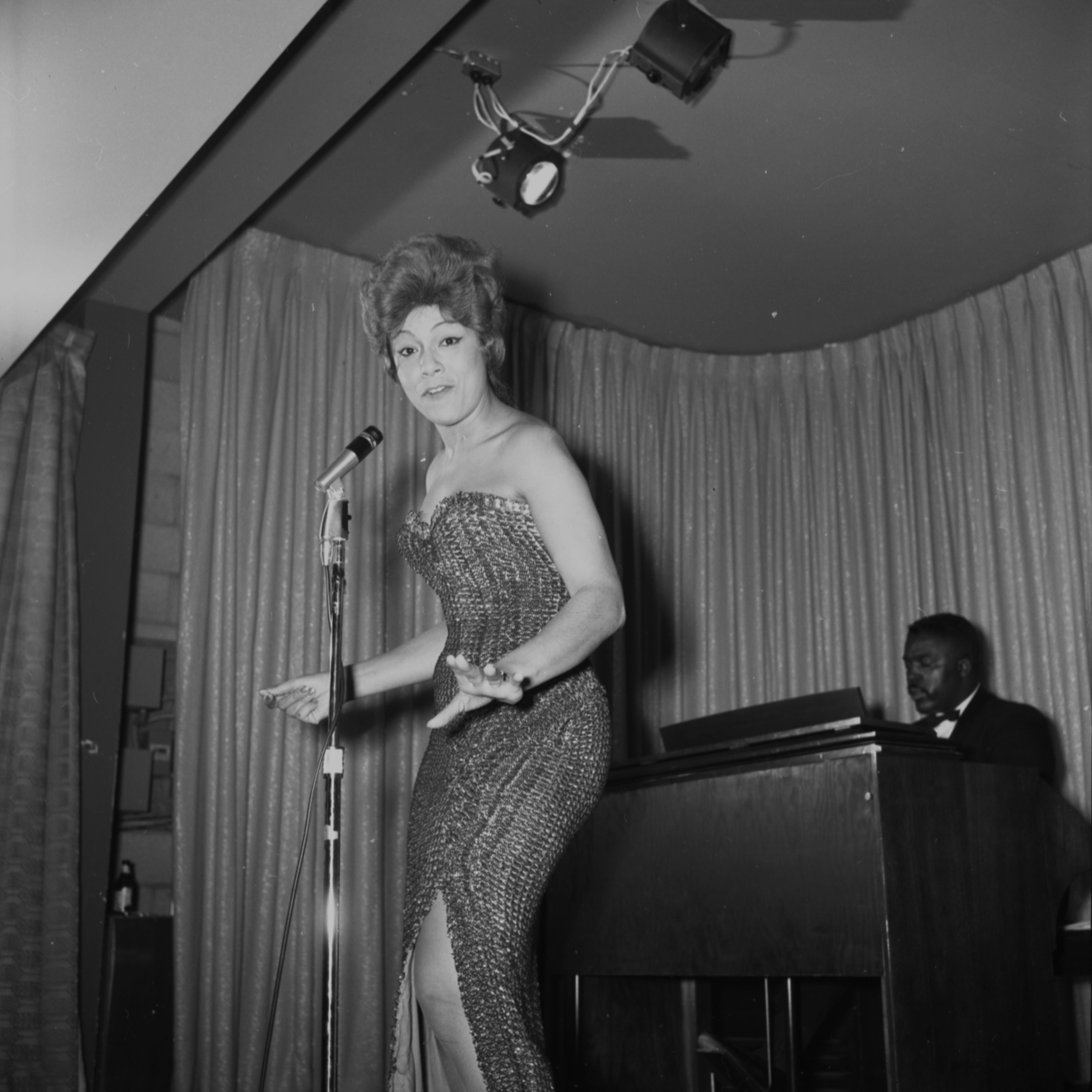 Film negative of a Carver House talent show, January 24, 1962