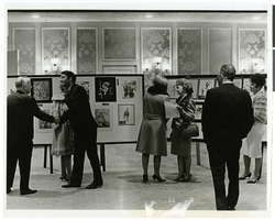 Photograph of Vassili Sulich at his art exhibit in the Tropicana Hotel, Las Vegas (Nev.), 1960s 