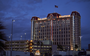Palace Station Hotel and Casino at Dusk, Las Vegas, Nevada: digital photograph