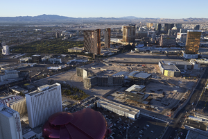 Genting Group's Resorts World Las Vegas Project from the Air, Las Vegas, Nevada: digital photograph