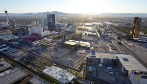 Casino Projects on the Las Vegas Strip from the Air, Las Vegas, Nevada: digital photograph