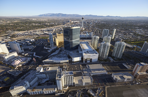 Casino Projects on the Las Vegas Strip from the Air, Las Vegas, Nevada: digital photograph