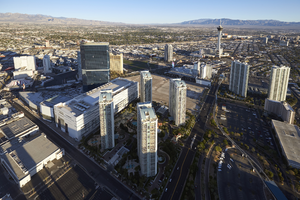Casino Projects on the Las Vegas Strip from the Air, Las Vegas, Nevada: digital photograph