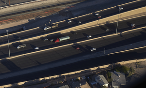 Interstate 15 from above, North Las Vegas, Nevada: digital photograph