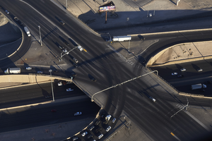 Interstate 15 from above, North Las Vegas, Nevada: digital photograph