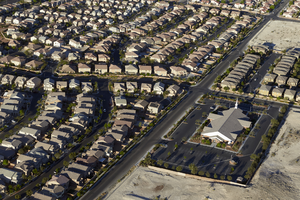 Mormon church in newly developed area, North Las Vegas, Nevada: digital photograph