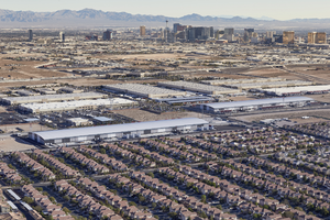 Switch Supernap Data Centers with Las Vegas Strip in the background, Las Vegas, Nevada: digital photograph