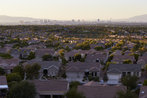 Las Vegas Valley as seen from the City View Trail above Sun City MacDonald Ranch, Henderson, Nevada: digital photograph
