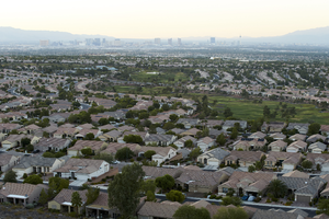 Las Vegas Valley as seen from the City View Trail above Sun City MacDonald Ranch, Henderson, Nevada: digital photograph