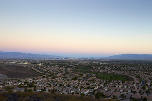 Dawn view of Las Vegas Valley from MacDonald Ranch, Henderson, Nevada: digital photograph