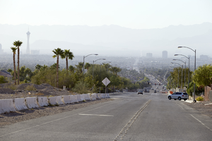 Hazy Las Vegas skyline view, North Las Vegas, Nevada: digital photograph