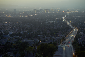Bonanza Road at dusk, North Las Vegas, Nevada: digital photograph