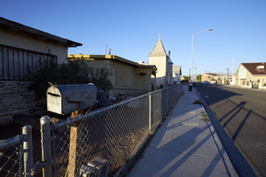 Homes and churches along Madison Avenue in the Historic Westside neighborhood, Las Vegas, Nevada: digital photograph