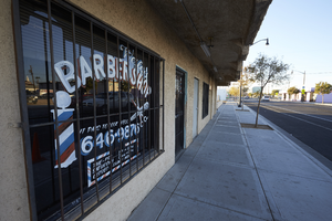 Wesley's Barbarshop on D Street in the Historic Westside neighborhood, Las Vegas, Nevada: digital photograph