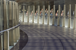 Pedestrian walkway over West Aria Place at City Center, Las Vegas, Nevada: digital photograph