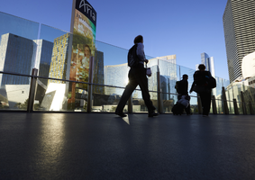 Pedestrians on a Las Vegas Strip pedestrian walkway, Las Vegas, Nevada: digital photograph
