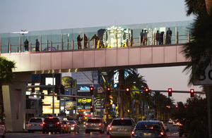 Pedestrian overpass on the Las Vegas Strip, Las Vegas, Nevada: digital photograph