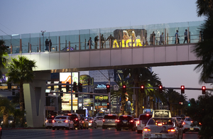 Pedestrian overpass on the Las Vegas Strip, Las Vegas, Nevada: digital photograph