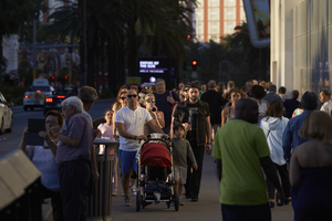 Tourist on Las Vegas Boulevard, Las Vegas, Nevada: digital photograph