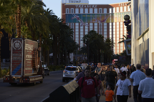 Tourist on Las Vegas Boulevard, Las Vegas, Nevada: digital photograph
