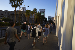 Tourist on Las Vegas Boulevard, Las Vegas, Nevada: digital photograph