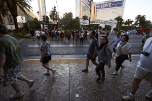 Tourist on Las Vegas Boulevard, Las Vegas, Nevada: digital photograph