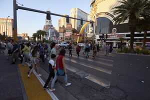 Pedestrian traffic on Las Vegas Boulevard, Las Vegas, Nevada: digital photograph